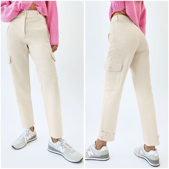Aritzia Wilfred Free Modern High Waisted Twill Cargo Pants in Sand Size 6 - Picture 1 of 12